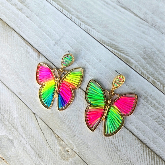 Rainbow Earrings, Rainbow Butterfly Earrings, Jewelry, Gift Idea - Picture 4 of 4